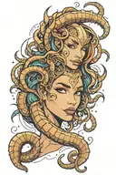 scorpio woman morph fantasy tattoo design idea