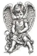 broken child angel tattoo design idea