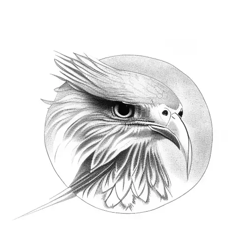 A bird with a female face, in a Russian kokoshnik, paws like an eagle tattoo design idea