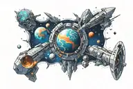 angela outer space surrounded tattoo design idea