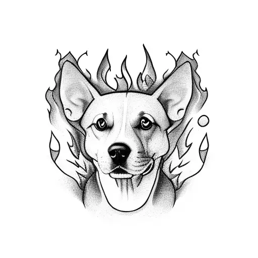 dog, Fire, woods, carpenter, friends  tattoo design idea