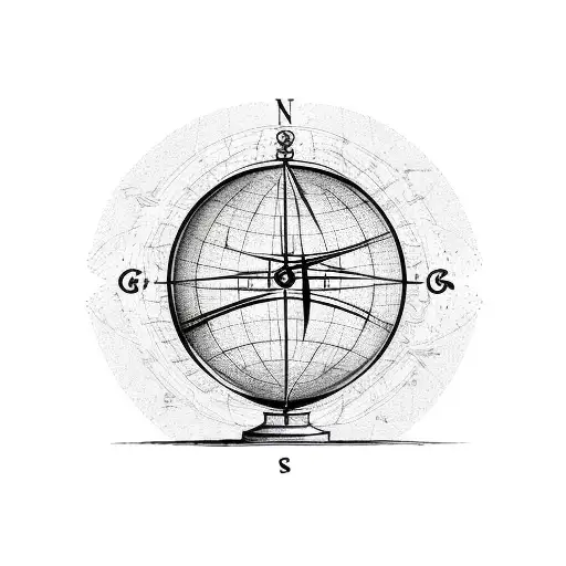 Globe with compass tattoo design idea