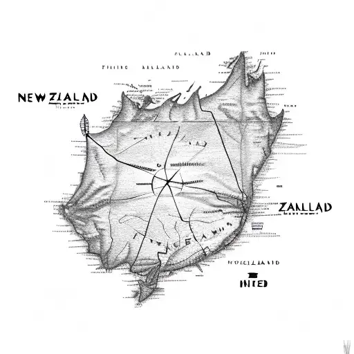 New Zealand Flag with compass with map tattoo design idea