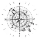 Globe with compass tattoo design idea