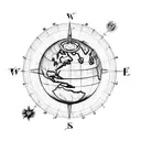 Globe with compass tattoo design idea