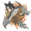 Itachi with set your heart ablaze   tattoo design idea