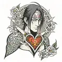 Itachi with set your heart ablaze   tattoo design idea