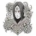 Itachi with set your heart ablaze   tattoo design idea