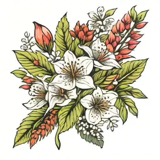 australian native flowers tattoo design idea