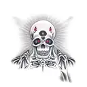 Guadalupe praying with skeleton hands tattoo design idea