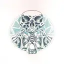 Guadalupe praying with skeleton hands tattoo design idea