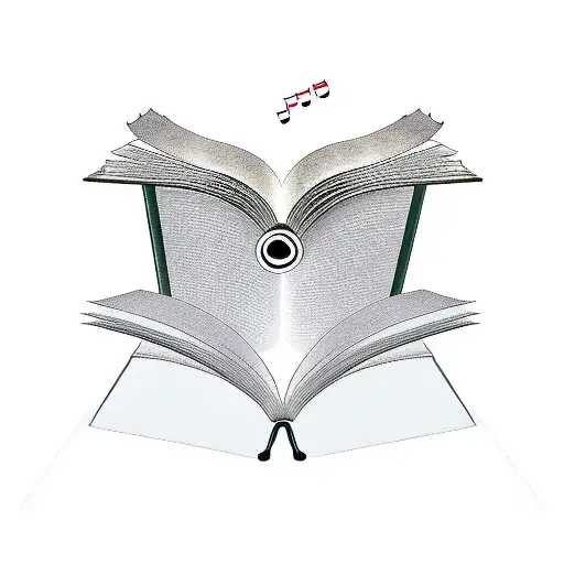 Ghost reading a book and listening to music tattoo design idea