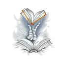 Ghost reading a book and listening to music tattoo design idea