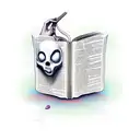 Ghost reading a book and listening to music tattoo design idea