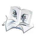 Ghost reading a book and listening to music tattoo design idea