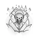 Ghost reading a book and listening to music tattoo design idea