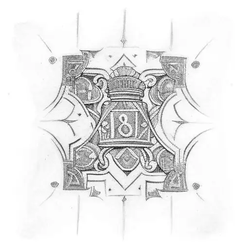 cool ancient roman looking pattern, thick lines with detail, have roman numerals saying 9/10/2005, have SPQR in it tattoo design idea