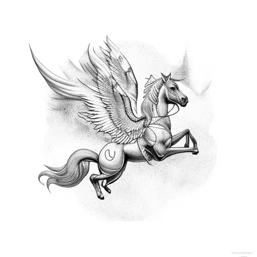 Pegasus leaping over 3 inverted chevrons tattoo design idea