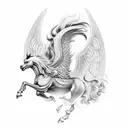 Pegasus leaping over 3 inverted chevrons tattoo design idea