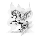 Pegasus leaping over 3 inverted chevrons tattoo design idea
