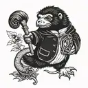 Niffler with a wand casting a spell  tattoo design idea