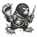 Niffler with a wand casting a spell  tattoo design idea