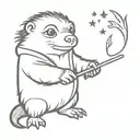 Niffler casting a spell with a wand casting a spell tattoo design idea