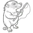 Niffler casting a spell with a wand casting a spell tattoo design idea