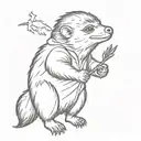 Niffler casting a spell with a wand casting a spell tattoo design idea