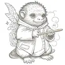 Niffler with a wand casting a spell  tattoo design idea