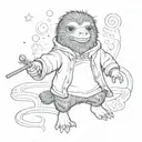 Niffler with a wand casting a spell  tattoo design idea