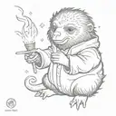 Niffler with a wand casting a spell  tattoo design idea