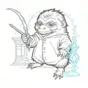 Niffler with a wand casting a spell  tattoo design idea