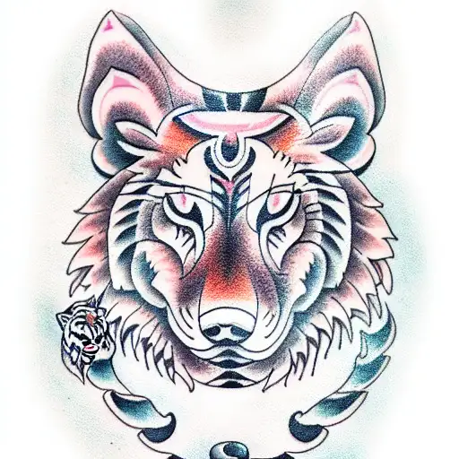 wolf tiger tattoo design idea