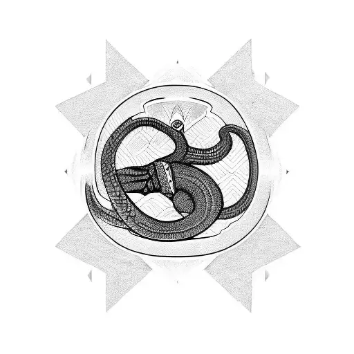 black assyrian snake tattoo design idea