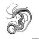 black assyrian snake tattoo design idea