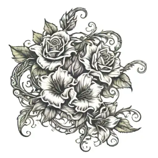 A delicate floral vine wrapping around the back of the leg tattoo design idea