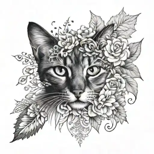 Travel cats flowers mandala  tattoo design idea
