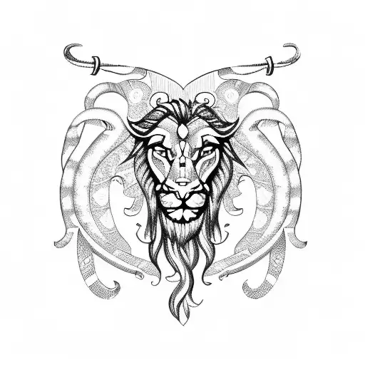 half taurus half leo lion tattoo design idea