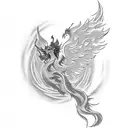 geisha that transforms into a phoenix tattoo design idea