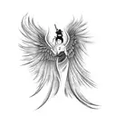 geisha that transforms into a phoenix tattoo design idea