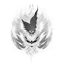 geisha that transforms into a phoenix tattoo design idea