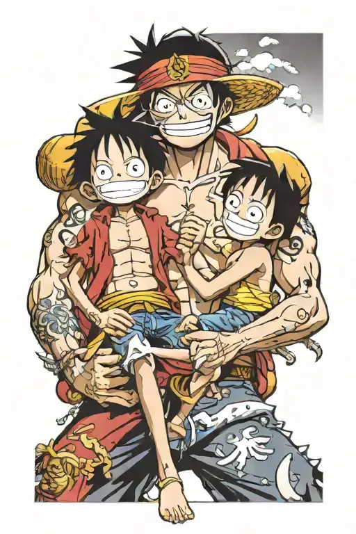 luffy and son one piece style tattoo design idea