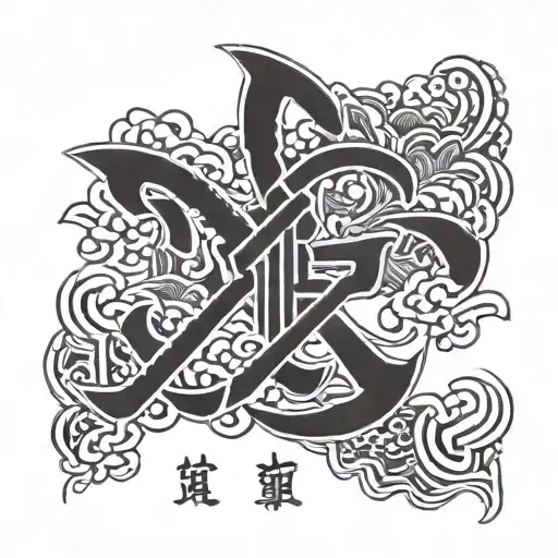 Japanese Letters GOD FIRST tattoo design idea