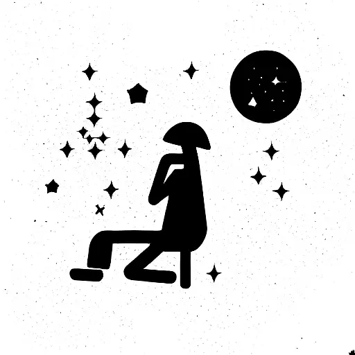 depressed loner looking at stars tattoo design idea