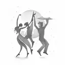 A sensual silhouette of two lovers dancing in the moonlight tattoo design idea