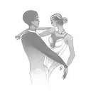 A sensual silhouette of two lovers dancing in the moonlight tattoo design idea