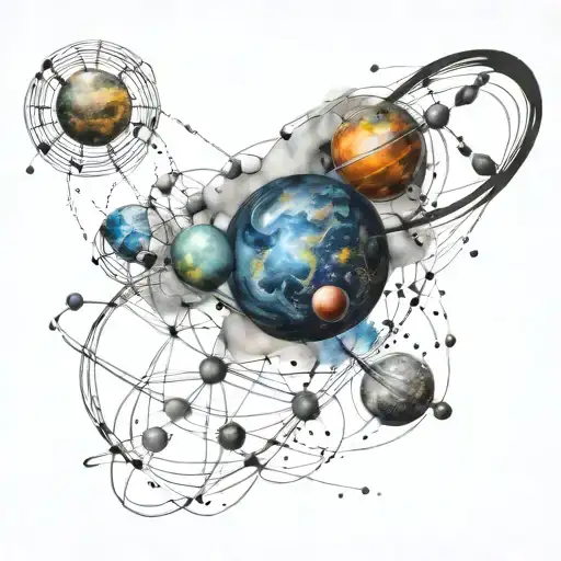 atoms molecules orbits in the universe tattoo design idea