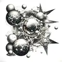 atoms and molecules simulating universe with stars tattoo design idea