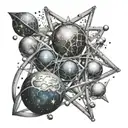atoms and molecules simulating universe with stars tattoo design idea